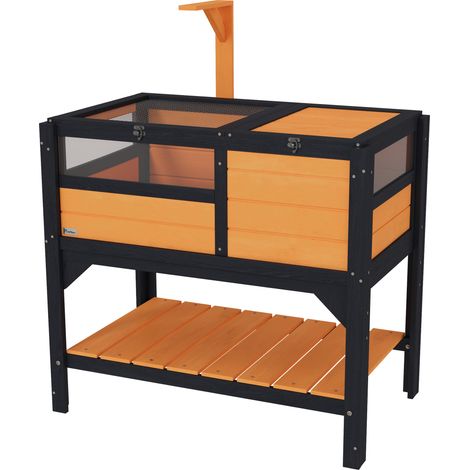 Wooden Tortoise House, Shelter, Run, Shelf, Lamp Holder, Tray, Yellow (1/5)