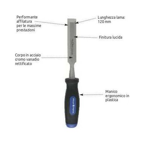 Scalpello Falegname Stella Bianca con Manico mm 30