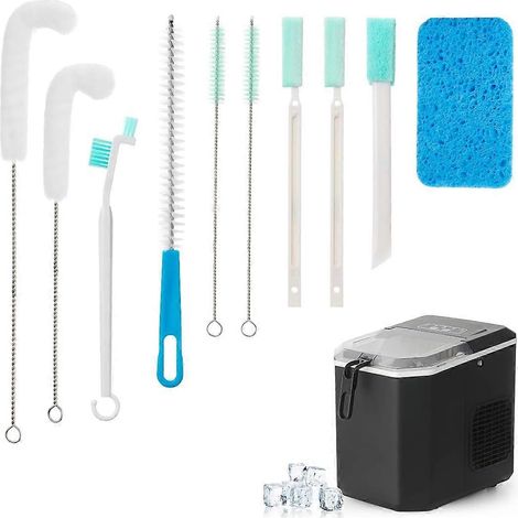 Ensemble de 10 brosses de nettoyage pour machines à glaçons, comprenant une brosse de nettoyage pour les recoins et une éponge à récurer pour machines à glaçons de comptoir. (1/5)