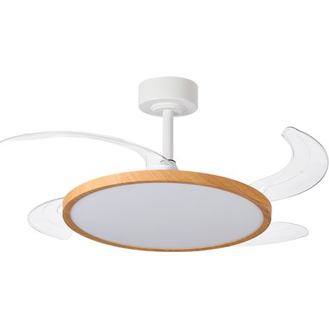 Ventilador DC SLIM madera, 4 aspas retráctiles, 72W LED (1/3)