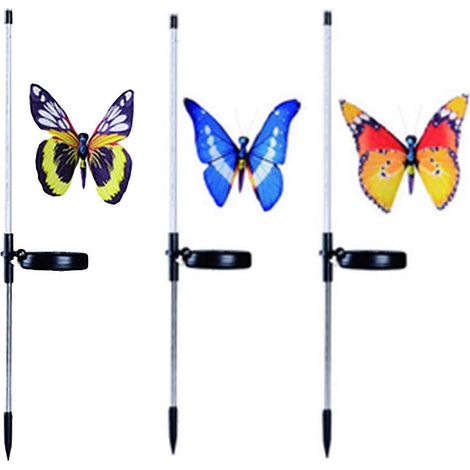 Lampe papillon solaire étanche, compatible avec douille au sol, idéale pour la décoration de jardin. Neuve. (1/5)