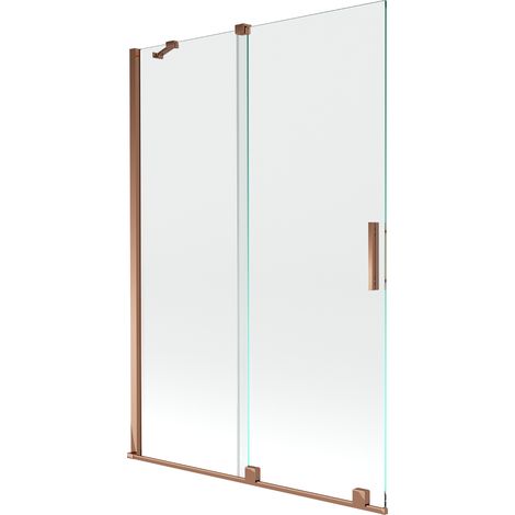 Mexen Velar mampara de ducha de 2 paneles deslizantes 120 x 150 cm, transparente, oro rosa - 896-120-000-01-60 (1/5)
