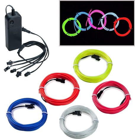 LED Fairy Lights, 5 x 1 m Neon Flexible Luminous Battery Operated Decoration for Party/Christmas/Birthday/Evening/Wedding, 3 Lighting Modes with Remote Control: (1/4)