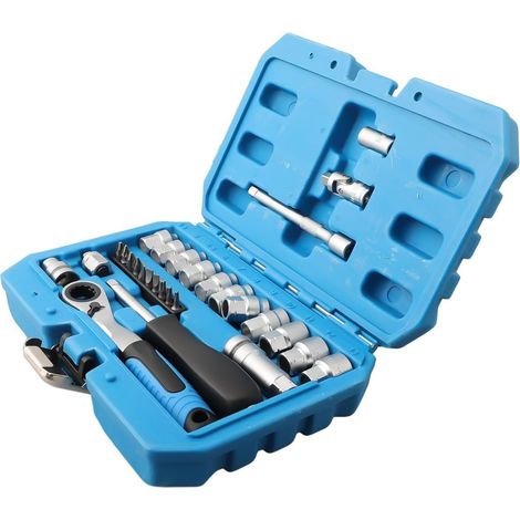 Core Kit de clés à douille cliquet – 29 pièces avec dynamométrique, ensemble douilles réparation automobile en acier au chrome vanadium pour voiture, vélo et maison - (1/5)