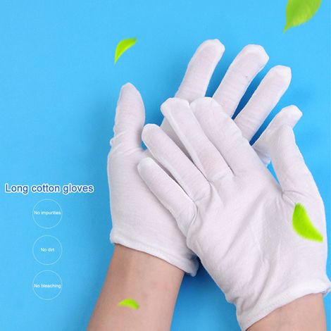 Gants de travail en coton blanc, lot de 24, gants de soin pour mains sèches, inspection de bijoux et plus (1/3)