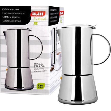 IBILI Moka express Essential, 4 tazze, 200 ml, acciaio inossidabile, adatta per l’induzione (1/3)
