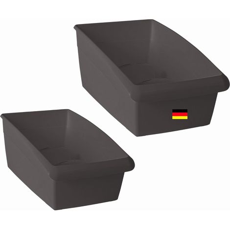 Coffret de rangement pour cornets à soupe Novaliv - 25 x 12 cm et 25 x 16 cm GRIS ANTHRACITE - Boîte à épices - Organiseur de tiroir - Rangement et