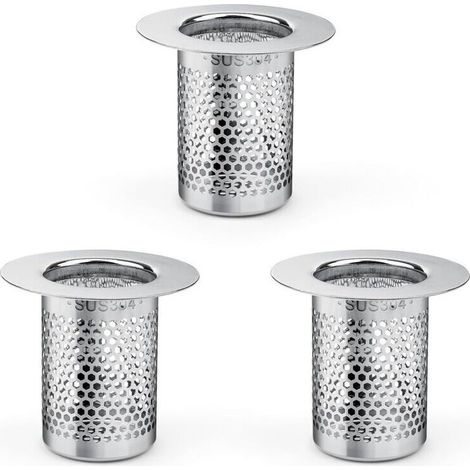 Duschhaarfilter, 3-teiliger Duschhaarfilter aus Edelstahl, 5,5 × 5 cm Küchenspülenfilter für Balkon und Küchenbodenablauffilter