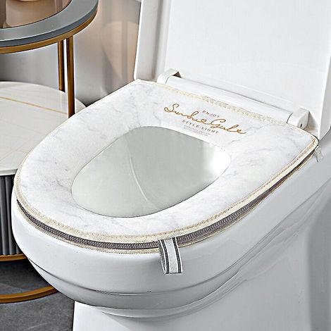 lot De 2 Housses De Sige De Toilette Paisses Et Douces, Housses De Sige De Toilette Pour Adulte Avec Poigne De Sige De Toilette Coussin Doux Et P (1/5)