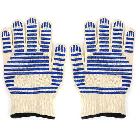 Ortviai Gants Haute Température pour Four et Micro-ondes – 1 Paire, Résistants à 500 °C, Antidérapants, Coton + Silicone