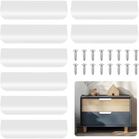 8 Pcs Poignee de Meuble Cuisine, Poignée Meuble Cuisine Aluminium, Poignee Porte Cuisine, Poignées Armoire, Poignet de Porte Cuisine, Poignée pour Armoire, Placards, Commodes (Blanc, 80mm) (1/4)