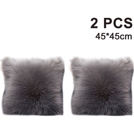 2pcs Housse de coussin décorative douce, 45 x 45 cm, housse de coussin décorative en peluche, housse de coussin décorative en fausse fourrure, housse de coussin pour canapé, housse de coussin en fauss