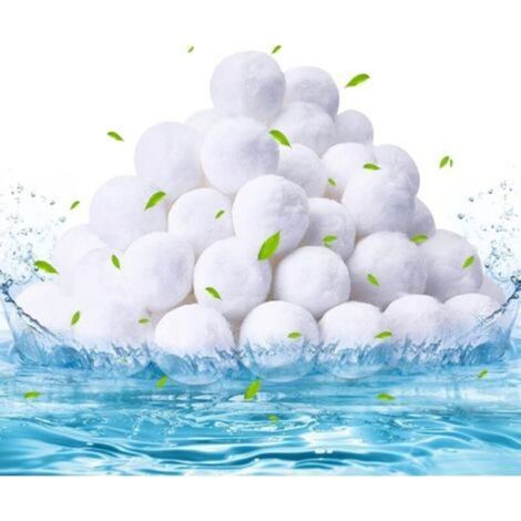 Balle filtrante Piscine 500g, remplace 28 kg de Sable filtrant, Boules filtrantes réutilisables, Boules filtrantes pour piscines, Aquariums, Convient à Divers Systèmes de Filtration, Blanc (1/4)