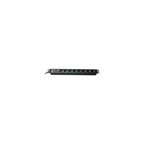 Bachmann regleta múltiple 8 tomas aluminio 2m negro rack 19 pulgadas