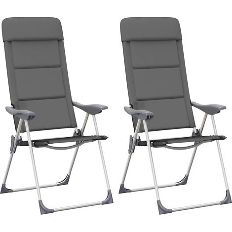 Sillas de camping de aluminio 2 unidades gris 58x69x111 cm vidaXL