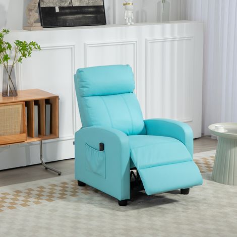 Fauteuil Relax Massant avec Télécommande, 8 Modes, Inclinaison et Repose-pieds. Modèle Bleu Ciel. (1/5)