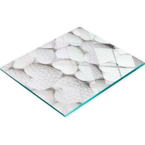 Vassoio decorativo in vetro con cuori grafici per servire snack, 60x52 cm (1/5)