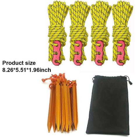 Corde de tente réfléchissante, ensemble de laisses pour auvent portable au sol, résistante à l'usure, pour voyage, couleur gazon vert
