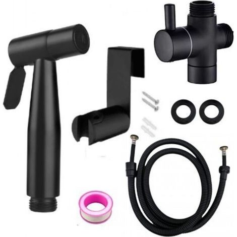 Pulverisateur De Bidet Portable Noir, Robinet De Toilette, En Acier Inoxydable, Salle De Bain Froide, Valve, Ensemble De Jet (1/3)
