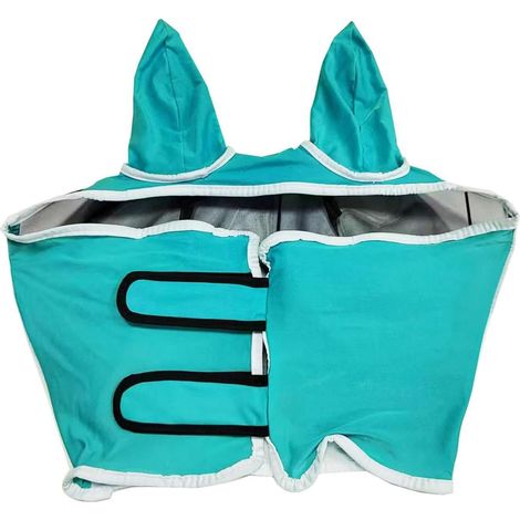 Contrôle des Mouches pour Chevaux - Masque,Tissu Respirant Protection UV,avec Oreilles Sangle Élastique Large Espace pour Les Yeux Demi-Masque pour Écurie Ferme Prairie Extérieur (1/5)