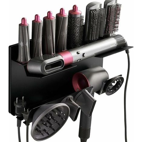 Ikodm 2-in-1 Hair Dryer Holder for Dyson Airwrap Complete & Dyson Supersonic, No Drilling Required, Dyson Airwrap Holder with Screws & Adhesive, Wall Mount Compatible with Dyson Styler Accessories (1/5)