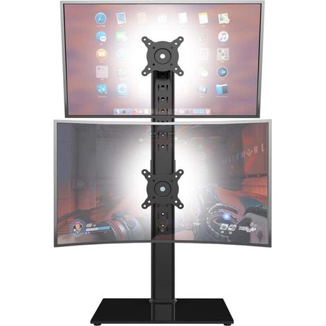 Doppelmonitor Ständer vertikal stapelbar 13-34 Zoll schwenkbar höhenverstellbar schwarz (1/5)