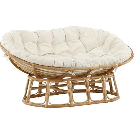 Canapé de Jardin en Rotin "Mamasan" 165cm Naturel