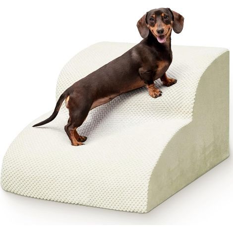 2-stufige Hunde- und Katzentreppe, hochdichter Schaumstoff, waschbarer Bezug, rutschfest, für Bett und Sofa (1/5)