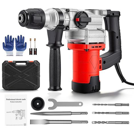 Hammer Drill, SDS-Plus 2200W, Demolition Hammer 7J, 32mm, 1100 RPM, Accessory Set with SDS 0.315/0.394/12mm Drill Bits (1/5)