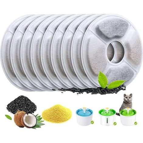 Paquete de 8 filtros de repuesto para fuente de agua para gatos (1/5)