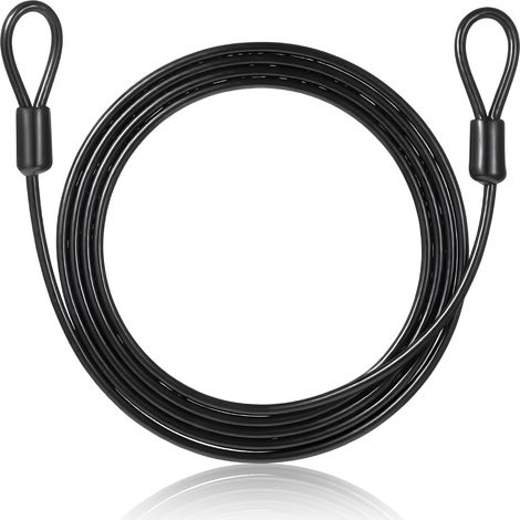 Stahlseil mit Ösen – 1 Stück – PVC-beschichteter Stahl – Fahrrad- und Anhängerschloss – für den Außenbereich – Schwarz, 4 mm x 2 m (1/5)