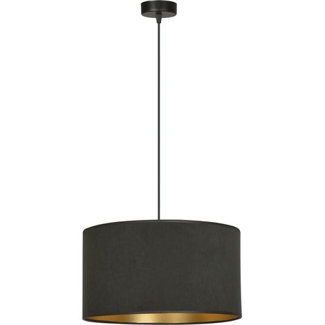 Suspension Emibig Hilde abat-jour tissu noire/or Ø35 E27 (1/5)