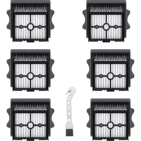 Lot de 6 Filtres HEPA Compatible avec Tineco Floor One S6 / S7 / S9 / Switch/Stretch / S5 Combo, Filtres de Rechange Lavables pour Aspirateur Eau et Poussière + 1 Brosse (1/5)