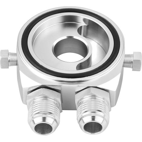 Aluminium-Ölkühler-Sandwichplattenadapter M20x1,5, 1/8 NPT silberner Anschlusssatz für Ölfilter, fahrzeugkompatibel. (1/5)