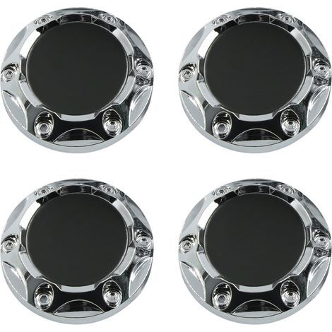 Couvercles de moyeu pour jantes de voiture 68mm, finition argentée avec autocollants noirs, lot de 4 pièces (1/3)
