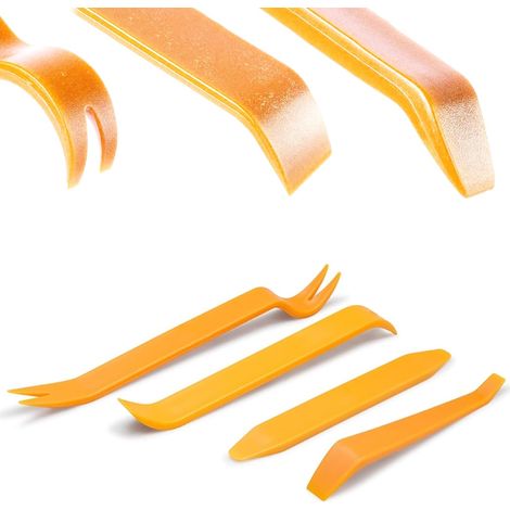 Kit de cales pour voiture, outil de démontage universel, cales pour le démontage des garnitures de porte et du tableau de bord, cales d'installation, 4 pièces, orange