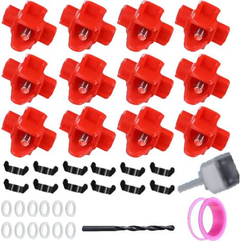 Set mit 12 horizontalen Nippeln für automatische Hühnerstalltränken, inklusive Bohrer für wasserdichte Tränken, Outdoor-Tränke-Set für Hühnerställe.
