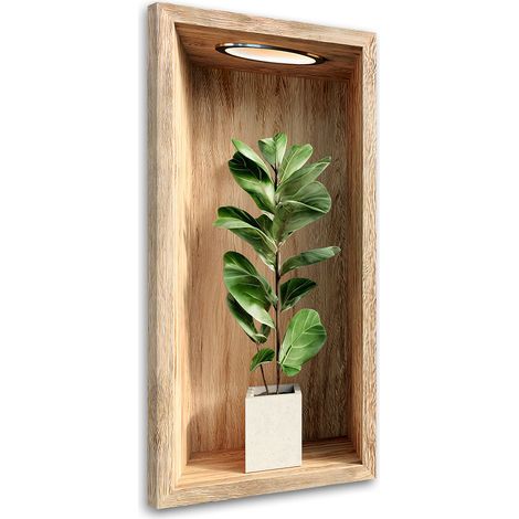 Tableau déco Feuilles de plantes dans un renfoncement en bois 40x80 (1/4)