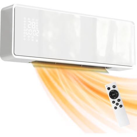 Radiateur électrique soufflant mural - HOMCOM - céramique - 1000/2000W - ventilateur, thermostat - ABS PA - 54x18,7x12,3cm - blanc (1/5)