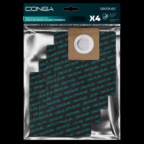 Cecotec Accesorios para Aspiradora de Trineo - Pack de Bolsas para Conga Rockstar Cyclonic Powerbag. Incluye 4 Bolsas