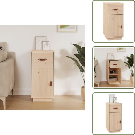 Sideboard 34x40x75 cm Massivholz Kiefer - Massivholzmöbel - Kiefernholz Sideboard - Landhaus Stil - Wohnraum Dekoration - Regal (1/5)