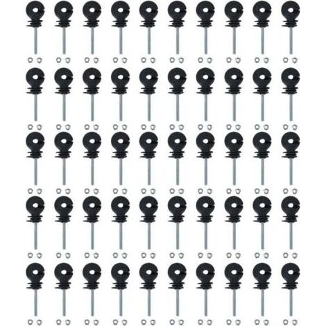 Lot De 50 Isolateurs De Clôture Électrique, Isolateur De Clôture Électrique À Visser Pour Élevage D'animaux, Accessoires De Système De Grille Tube Tétragone Tube Rond Tube De Fer D'angle (1/5)