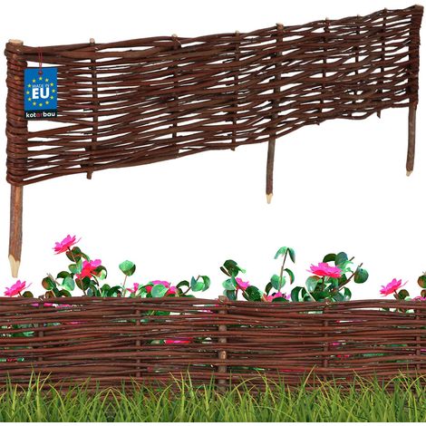 KOTARBAU® Clôture Bois  - Bordure Jardin Extérieur - 120 x 20 cm - Bordure de Jardin en Osier à Planter - Marron - Cloture en Osier - Décoration Extérieure (1/5)