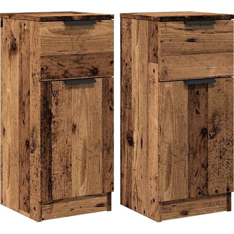 2 pcs Buffet,Bahut,Meuble de Rangements vieux bois 30x30x70 cm bois d'ingénierie CFW68736 (1/5)