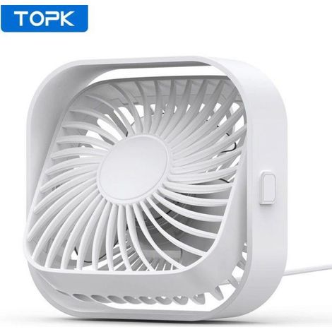 Ventilateur électrique portable USB, ventilateur de bureau personnel 3 vitesses, blanc, pour chambre et table, 1 pièce