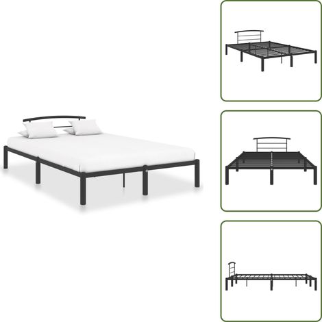 Cama de metal negro - vidaXL Estructura de cama sin colchón metal negro 160x200 cm - Estructura de cama metal