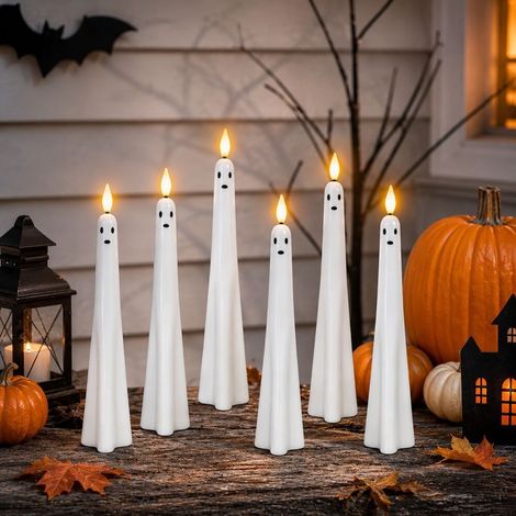Neue LED-Stabkerzen mit Sensor – Gruselige Halloween-LED-Kerzen mit Lichtsensor (6 Stück) – Fernbedienungsversion