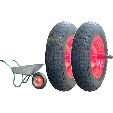 2 Ruote PNEUMATICHE Complete 3.50-8 (2pr) Ricambio CARRIOLA Modello Vespa ASSE Lungo 155mm GOMME UI308 Ecovelo (1/2)
