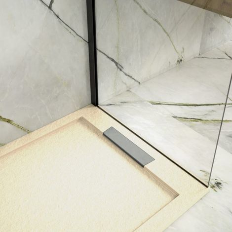 Plato de ducha resina LUX crema  80x100cm rejilla acero inox.
