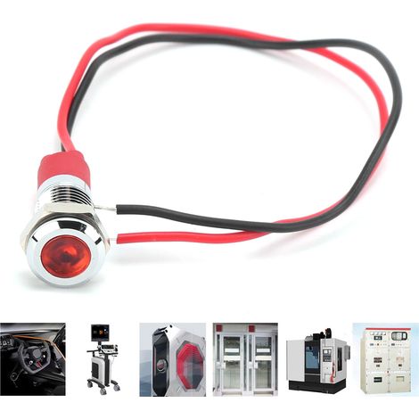Lampe témoin LED étanche 8mm rouge avec câble pour signalisation (1/5)